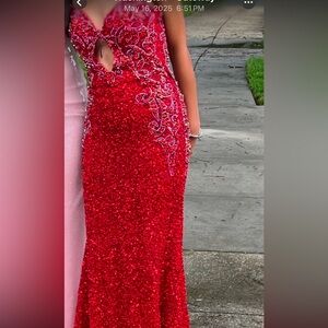 Portia and Scarlett Vibrant Red Embellished Gown